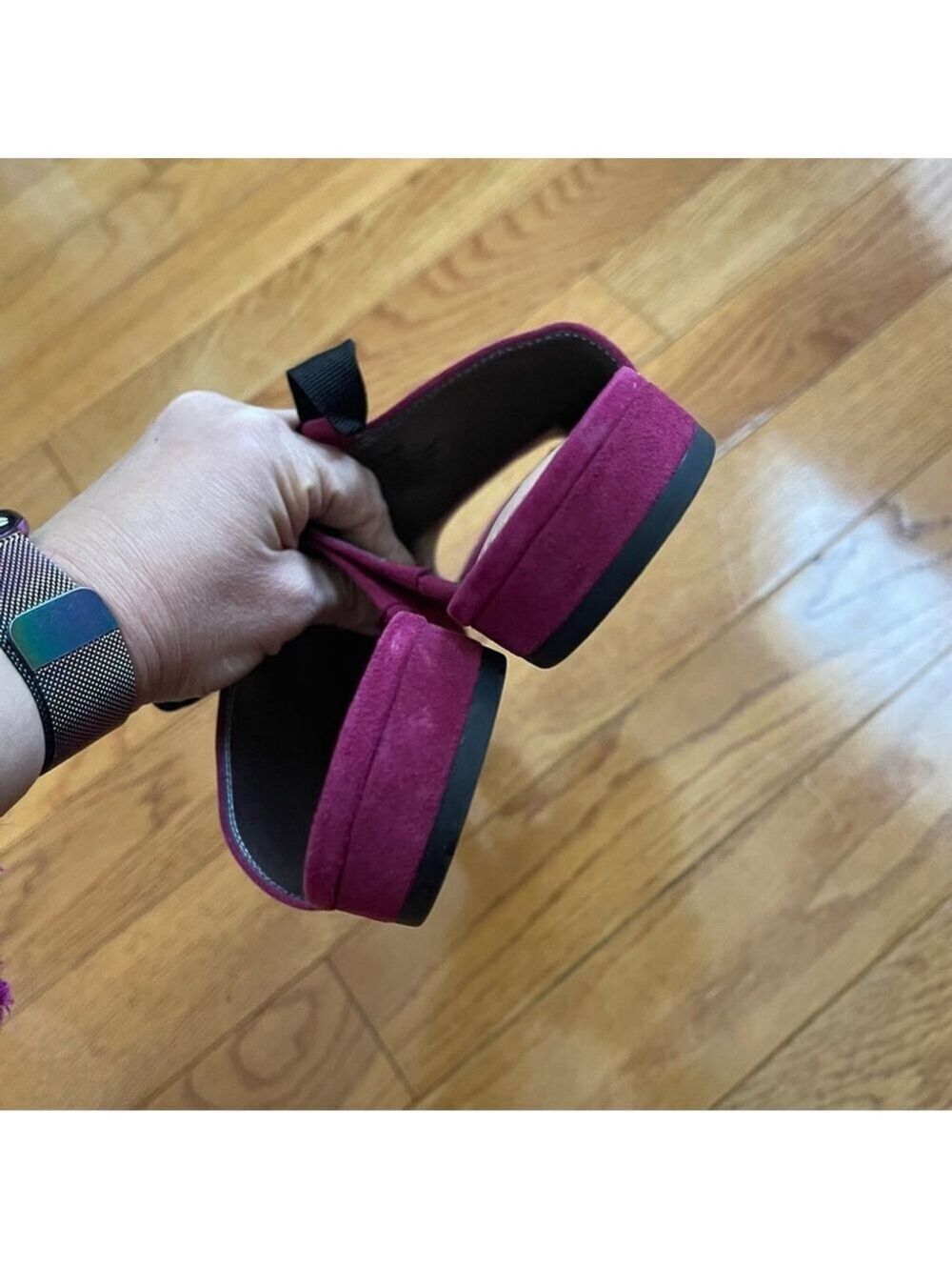 Sam Edelman Women's Suede Leather Theodora Sandals Mules with ties Magenta Sz 8 - Picture 9 of 12